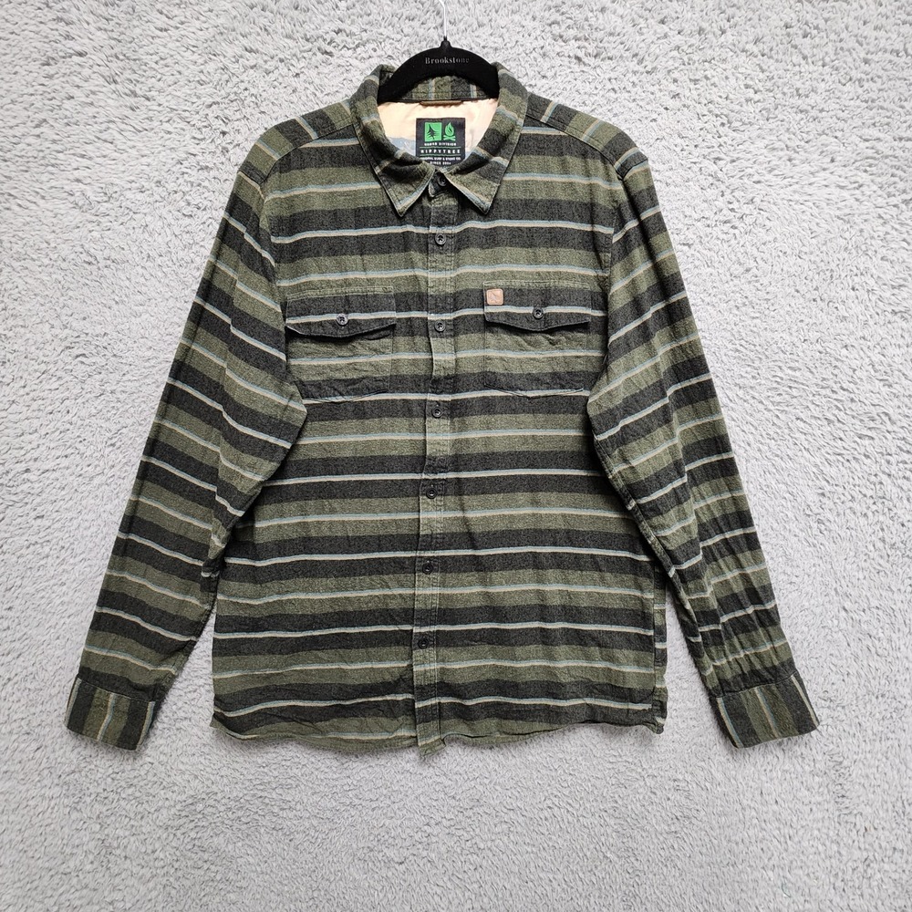 Hippy Tree Flannel Nomad Division Shirt Men Large (Fits Slim) Green Plaid Cotton - Picture 2 of 11